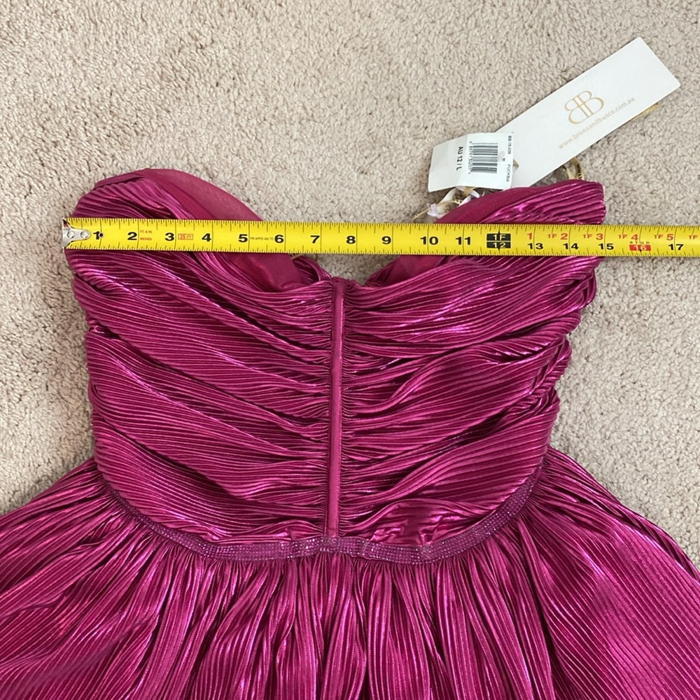 Bronx & Banco NWT Womens Florence Fuchsia Mini Dress Gold Zipper Tulle Size 8 US - Picture 14 of 16